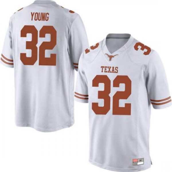 Mens University of Texas #32 Daniel Young Replica Embroidery Jersey White